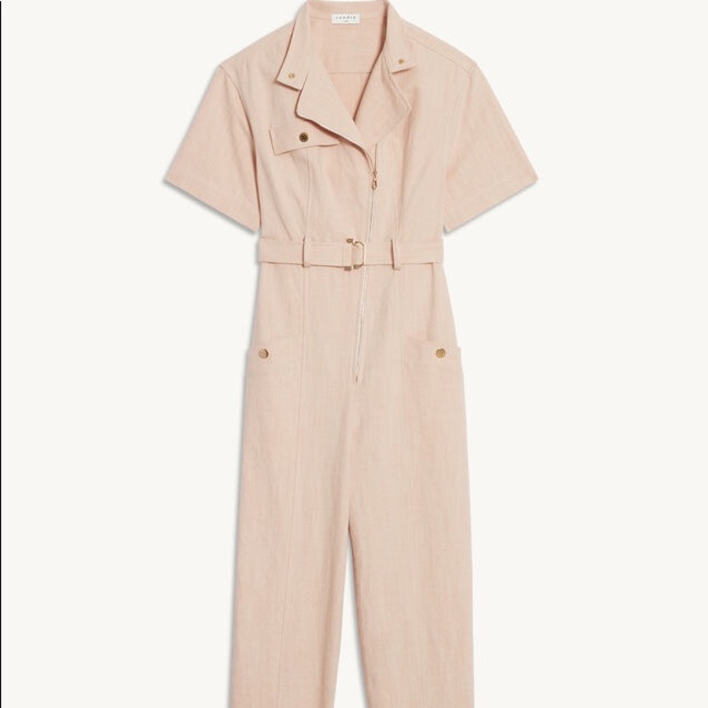 SANDRO belt zip up jumpsuit